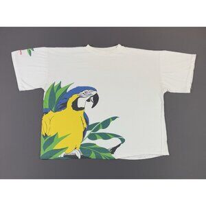 Vintage 90s Air Canada Airlines Parrot Art Promo White Shirt Wide Fit XL Boxy